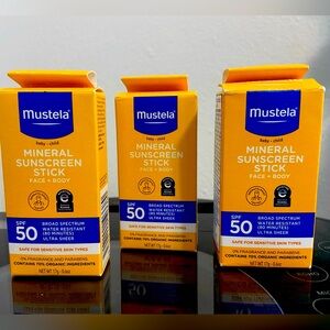 Mustela Baby Mineral Suncreen Sticks 50 SFT lot of 3, NWT
